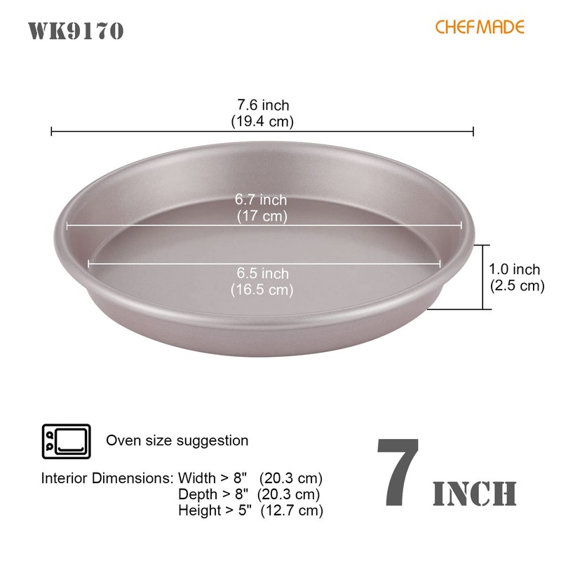 CHEFMADE Pizza Pan, 7-Inch Non-Stick Pancake Bakeware for Oven Baking