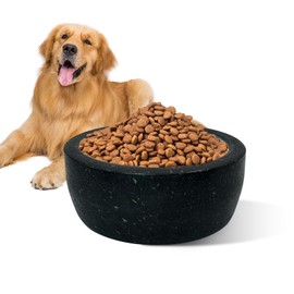 Marble Pet Bowl,Non-Tipping Heavy Dogs Food Bowl,Heavy Dog Bowl that Won't Move,Heavy Cat Water Bowl,Weighted Water Bowl for Dogs Cats,Holds 6 Cups(Grey) (Large)