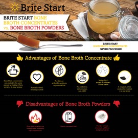 Brite Start Bone Broth - Beef + Mushrooms - Porcini, Shitake, Lion’s Mane - 12 Count - Keto Friendly Concentrate -16g Collagen 20g Protein -Made from Grass Fed Beef Bones- Single Serve Packets