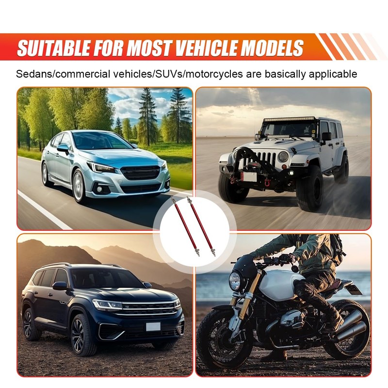 2PCS 8"-11" Adjustable Splitter Strut Rods, Car Front Bumper Lip