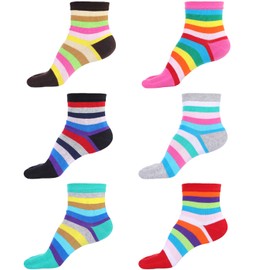 6 pares de calcetines de cinco dedos de los pies, calcetines de algodón separados, calcetines de rayas coloridos para mujeres y hombres, Clásico Multicolor, approx. 22-24 cm