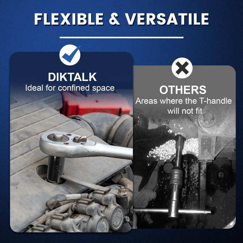 DikTalk 70500 Tap Socket Set, 8-Piece 1/4" & 3/8" Drive