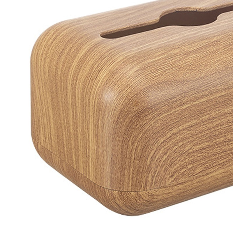Tissue Box Cover Wood Grain Easy Refill Rectangular Stylish Elegant