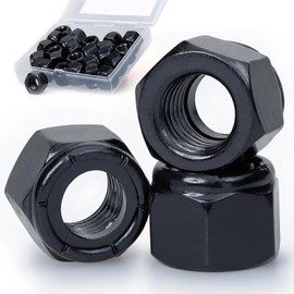 8#-32, Nylon Insert Hex Lock Nuts, 304 Stainless Steel, Black Finish, Coarse Thread, Machinery, Automotive, Outdoor, Wooden Furniture, 100 PCS