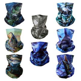 SMEHCF 8 Headband Bandana Balaclava Half Face Mask Shield Head Hair Scarf Neck Gaiter Hat Multipurpose for Women Men Breathable Reusable Washable Lure Dog Fish Bass Tuna Swordfish Dolphin Shark