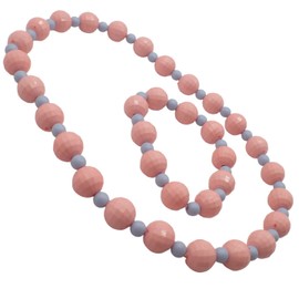 Topkids Accessories Children's Plastic Bead Necklace & Bracelet Sets, Colourful Chunky Jewellery For Kids Costume Party Game Prizes, Perfect For Party Bag (Pastel Pink Beads)