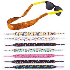 8 Pcs Children's Floating Sunglass Straps, 14.5x1 inch Neoprene Glasses Straps Kids Style Adjustable Sunglass Holder Strap Soft Sunglass Lanyard for Water Sports Kids (8 Styles)