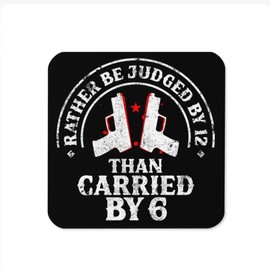 12V6 Coaster. Rather be Judged by 12 than Carried by 6 - Sold Individually - Individual Coasters: 12V6 Flag Skull