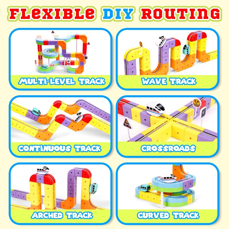 Electric Train Set for Kids, 32 Piece STEM Track Building