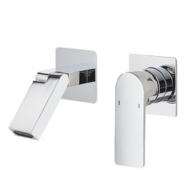 Wall Mount Bathroom Faucet, Bathroom Sink Faucet, Single Handle Wall Vanity Faucet, 180° Foldable Spout Basin Faucet with Rough-in Valve, Chrome