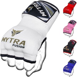 Mytra Boxing Inner Gloves Hand Wraps Protection Easy Wraps Gloves Gel Padded along Wrist Strap Closure (White, L/XL)