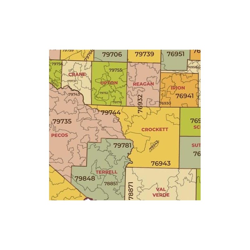 Texas Map Store Texas Zip Code and County Map Shows