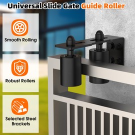 MeBantoo Sliding Gate Guide Rollers & Hardware Kit – Heavy Duty 3" Adjustable Nylon Wheels, Rust-Proof L-Bracket for Sliding Gates, Wood, or Garage Doors (Black-1pc, 3in)