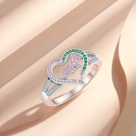 Cujiesp Aka Sorority Gifts 925 Sterling Silver Aka Ring Jewelry Sorority Paraphernalia Gifts Aka Charms for Women, Sterling Silver, Zircon