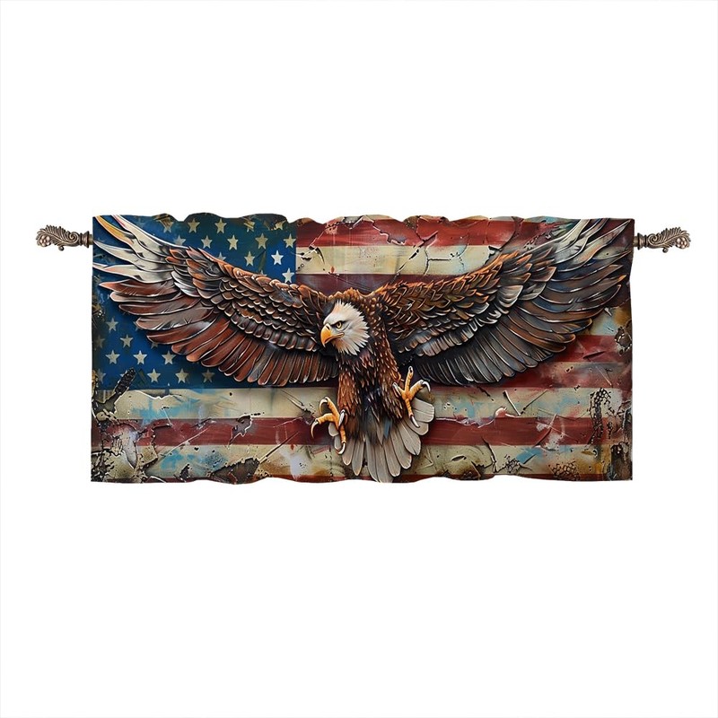 HDESDIS 1 Panel Retro Rustic USA Flag Valance for Windows,