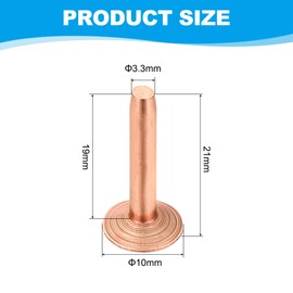 PATIKIL 10x3.3x19mm Leather Rivets and Burrs, 100 Sets Leather Rivets and Washers Copper Fastener Metal Studs Posts for Leather Craft, Belts, Wallets, Collars, DIY Crafts