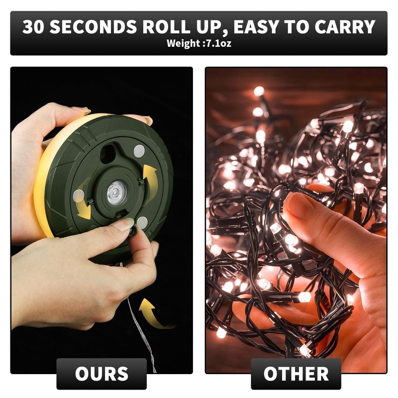 Camping String Lights, Waterproof 10m Outdoor Fairy Lights with 8