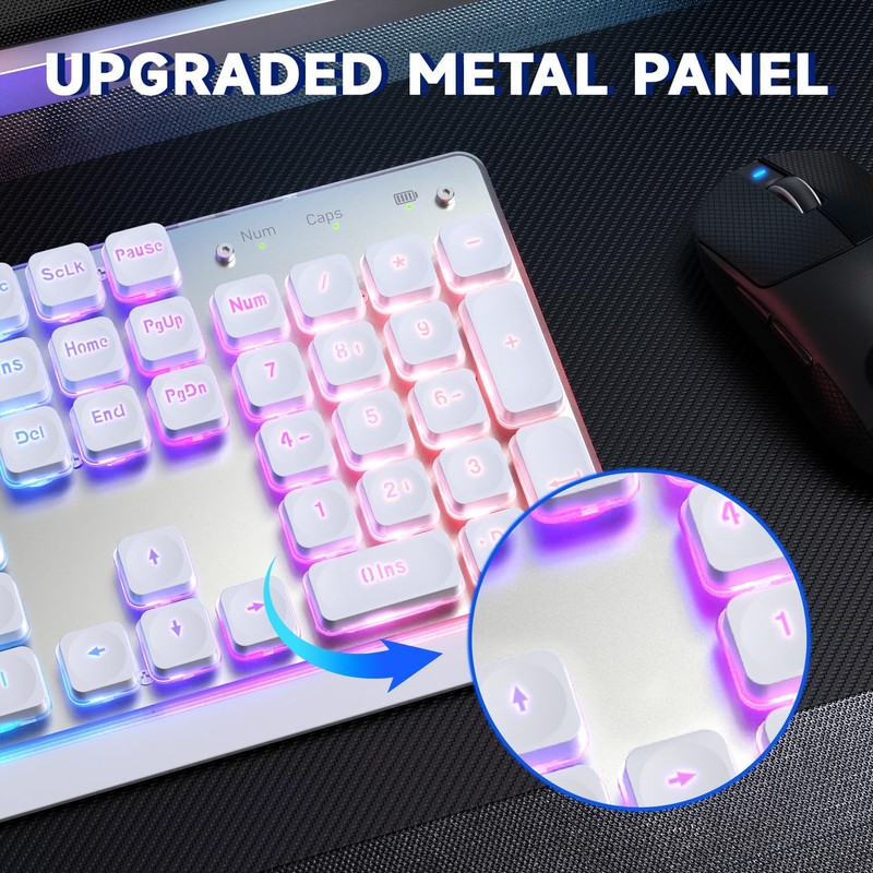 Free wolf M104 Wireless Gaming Keyboard with Numeric Keypad Tri-Mode(2.4Ghz/Wired/Bluetooth)