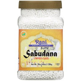 Rani Sabudana (Tapioca / Sago) Pearls 48oz (3lbs) 1.36kg Bulk PET Jar