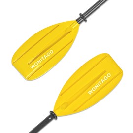 WONITAGO Kayak Paddles for Kid with Aluminum Shaft and PP Blade, Floating Kayaking Oars for Youth and Junior, Adjustable 163-183cm/64-72 Inches, Yellow
