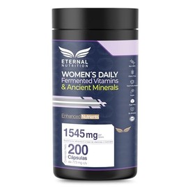 WOMENS DAILY MULTIVITAMIN AND ANCIENT MINERALS 4 en 1, 200 capsulas (1545mg por porcion) con Vitaminas, Minerales, Adaptogenos y Aminoacidos, Hormo Balance, by Eternal Nutrition - Ingredientes Naturales Premium de USA