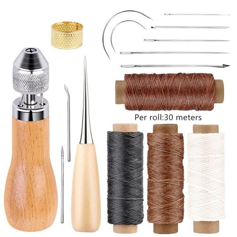 Leather Sewing Awl Thread Kit with Waxed Thread Manual Speedy