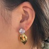 18K Gold Plating, White Cubic Zirconia Stud, Gold Water Drop