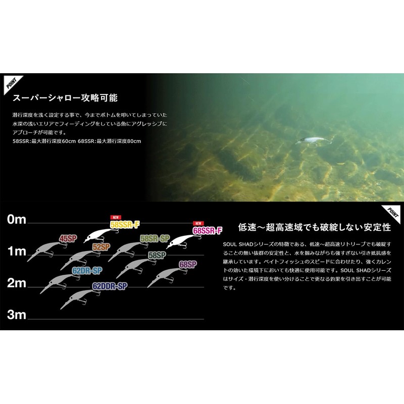 JACKALL Soul Shad 58SSR F Lime Back Chart