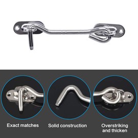 Drado Pack of 2 Stainless Steel Storm Hooks, Cabin Hooks with Eyelet, Lock Hook for Securing and Holding Open Shed Doors, Garden Gates, Cabinet Doors and Windows