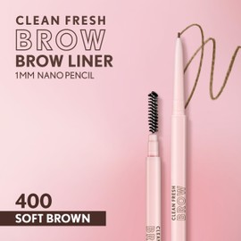 Covergirl Clean Fresh Brow Nano, 400 Soft Brown, Eyebrow Pencil, Ultra-Precise Tip, Waterproof, Transfer-Resistant, Built-In Spoolie, Vegan Formula, 0.001oz