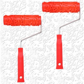 MBAIYO 2 Pcs 7'' Textured Paint Roller, Rubber Pattern Paint Texture Roller Drywall Texture Rollers for Ceiling Mud Clay Furniture Wall Decoration(EG323T)