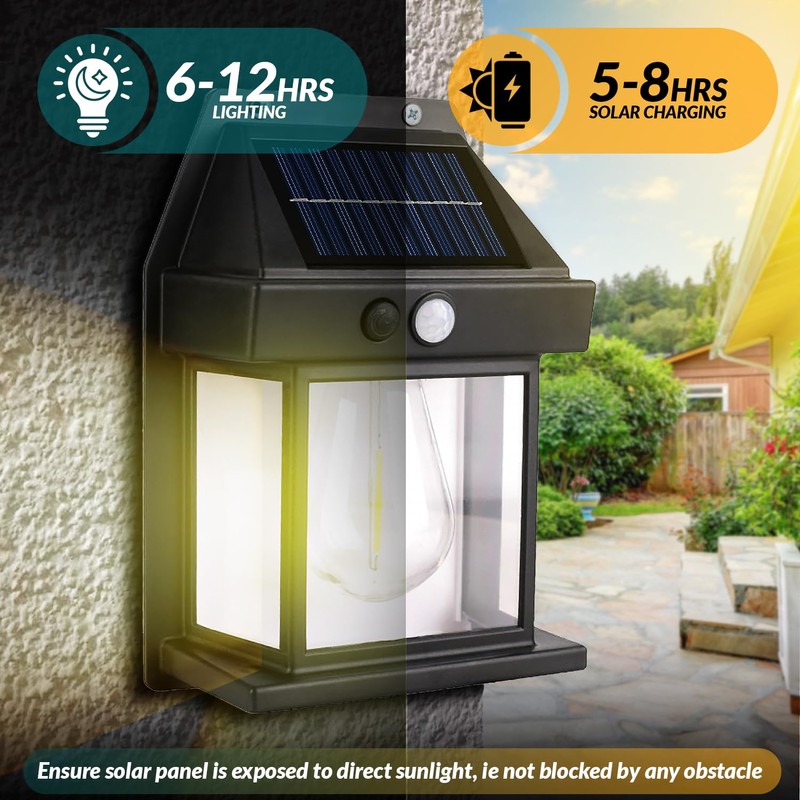 Solar Wall Lights Outdoor [2 Pack] Dusk to Dawn Solar