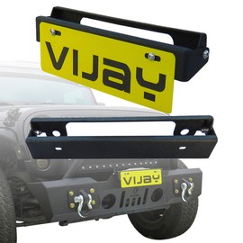 TIOYAR Flip-Up License Plate Holder Black for All SUV Pickup Truck Modified Steel Front Bumper