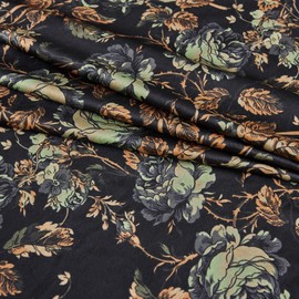 StangH Black Velvet Curtains 84 inches Long - Printed Floral Design Home Decoration Luxury Thermal Insulated Blackout Window Treatment Set for Living Room, 52x84-inch, 2 Panels