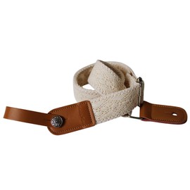 [MUSIC FIRST] Original Design Cream Graceful & Vintage Lace Soft Lace & Genuine Leather Ukulele Strap Ukulele Shoulder Strap with Genuine Leather Strap Locker (Cream)