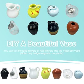 8PCS Mini Ceramic Vase Fridge Magnets for flowers or foliage,Funny Magnetic Flower Vases 3D Plant Magnets for Refrigerator Accessories Kitchen Locker Office Decoration for Mum (5PCS)
