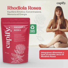 Capify. Rhodiola Rosea - Contro Stanchezza Fisica e Mentale - Estratto di Rodiola Rosea ad Alto Dosaggio - 120 capsule - Made in Italy