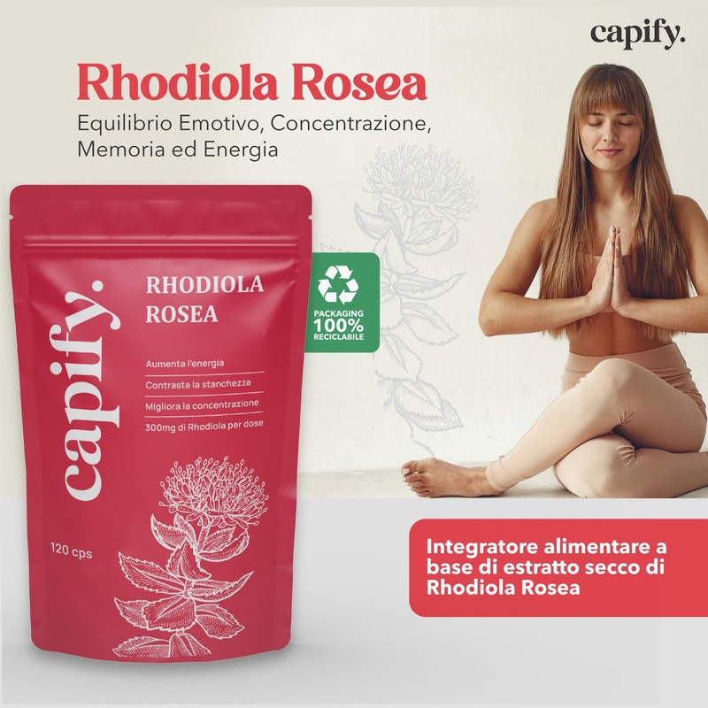 Capify. Rhodiola Rosea - Contro Stanchezza Fisica e Mentale -