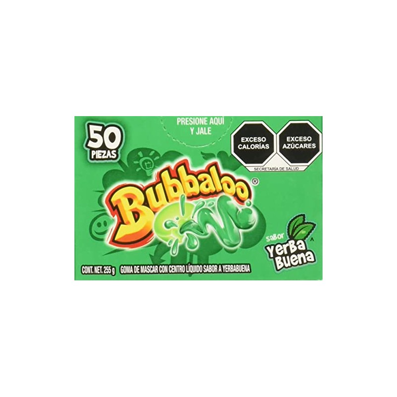 Bubbaloo Yerbabuena. Pepermint Bubbaloo Mexican Chewing Gum - 1 Pack
