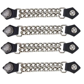 GREMLIN BELLS NATIVE AMERICAN HEAD Leather Motorcycle Vest Extender Men Biker Chrome indian