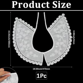 CABODYALS Detachable White Lace Cotton False Collar for Womens Dresses