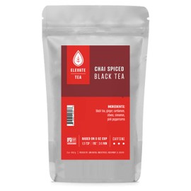Elevate Tea CHAI BLACK TEA, 50 servings, 2 Pack of 3 oz Pouches, Caffeine Level: High, 3 oz