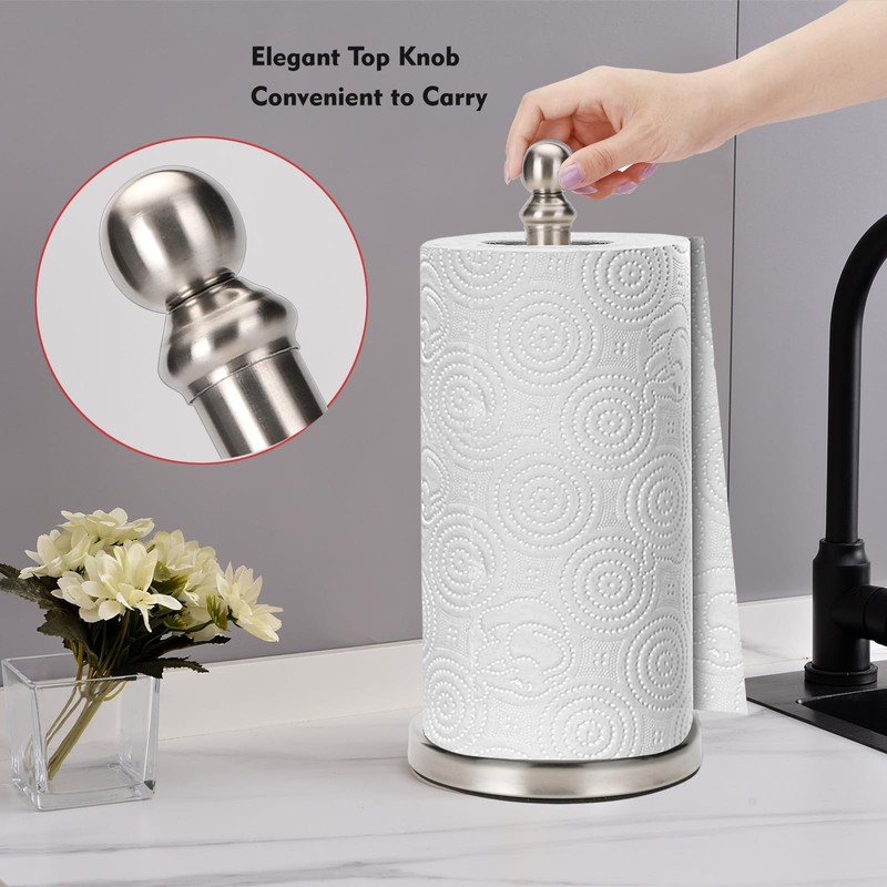 Fatizon Paper Towel Holder Stand,Sturdy Standing Paper Towel Holder Countertop,Paper