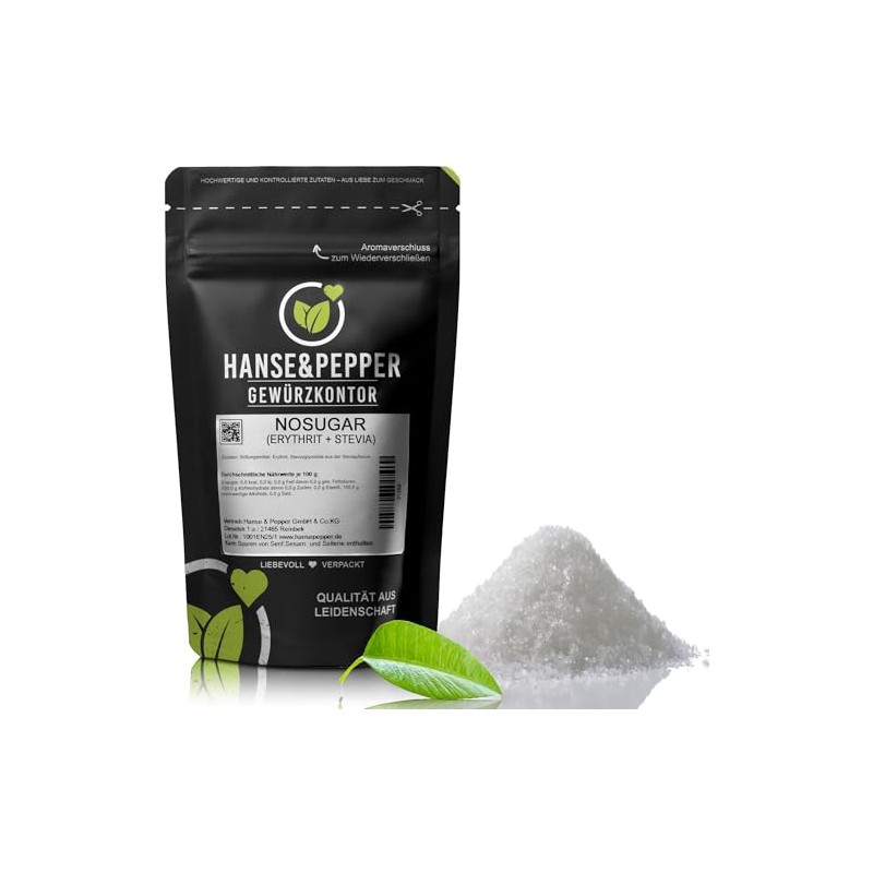 Hanse&Pepper NoSugar 1 kg - Erythritol + Stevia without Sugar