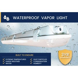 Orilis 2 FT 4500K 36W LED Vapor Tight Lights | Commercial Indoor/Outdoor Hardwired IP65 Waterproof Fixtures | 3600 Lumens | Detachable LED Strips (1-Pack)