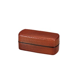 Tatsumiya 302783 Ajiro Men's Lunch Box, 2 Tiers Lunch Box, 34.4 fl oz (950 ml), Shunkei Ajiro Bento