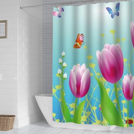 FAIRYGATE B8211 Shower Curtain Extra Long Shower Curtain Bath 180 x 180 cm Bath Curtain with 12 Plastic Shower Curtain Rings Waterproof Anti-Mould for Shower Bathroom Hotel Curtain