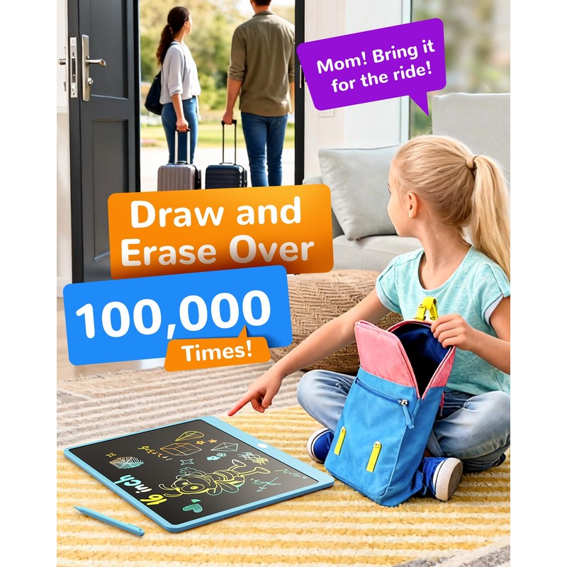 KOKODI LCD Writing Tablet, 16 Inch Colorful Doodle Board Drawing