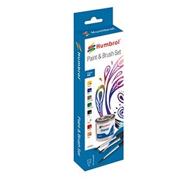 Humbrol AA9061 Enamel Paint and Brush Matt Set - 8 x 14ml 3 x Brush
