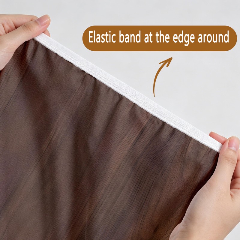 Wood Grain Fitted Oval Tablecloth, Elastic Edge Design, Polyester Material,
